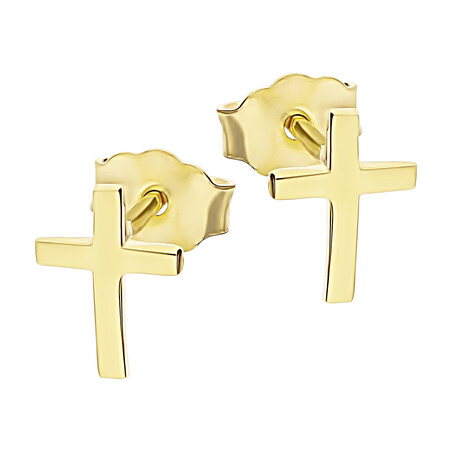 Kolczyki złote krzyżyk blask zapinane na sztyft próba 375