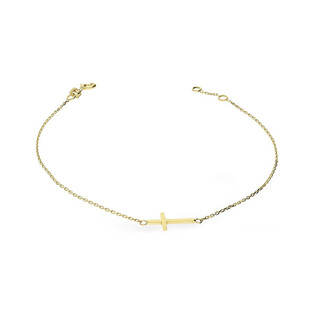 Bransoleta złota z gładkim krzyżem umieszczonym bokiem