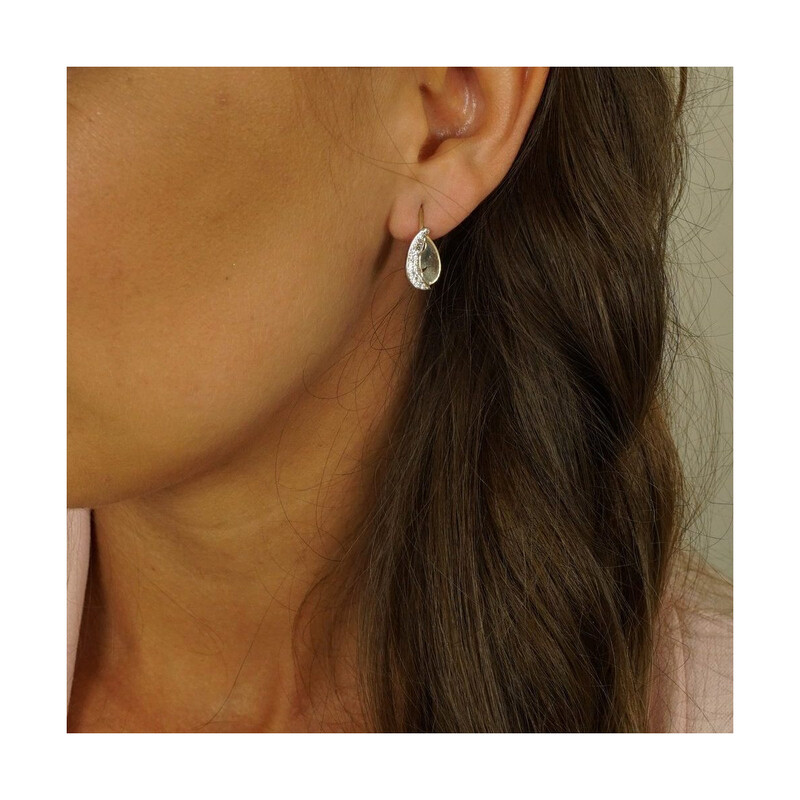 Kolczyki złote kropla pół gładka pół z cyrkoniami nr  MZ T5-E-0219-147-LB-CZ próba 375