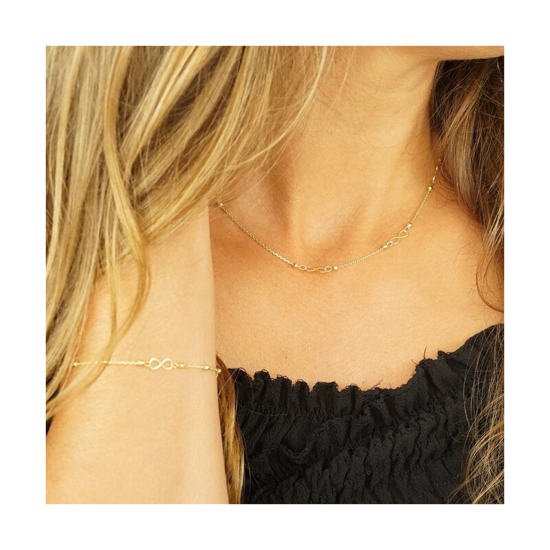 Naszyjnik złoty infinity i kulki anker nr OS 249-FA05 próba 585