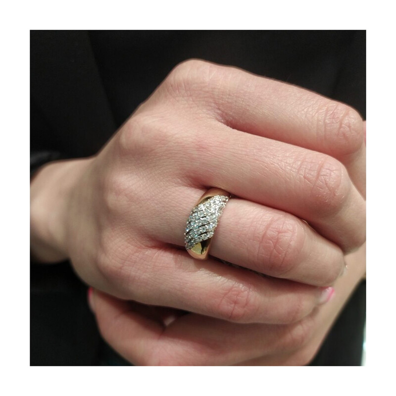 Pierścionek zloty obrączkowy z cyrkoniami nr OS 96-5436-AN próba 585