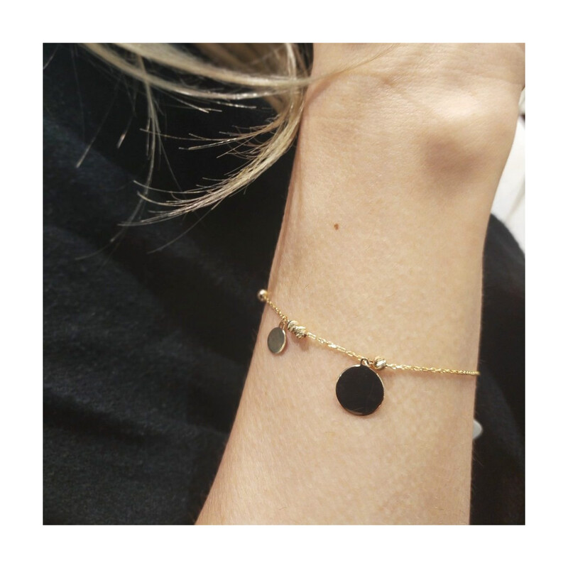 Bransoleta wiszące kółka blask i grawerowane kulki/rolo AR VX5FOR6B3558-IV-DC próba 375