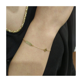 Bransoleta złota prostokątna blaszka i kwiatek MZ T5-B-HYL-427-Y próba 375