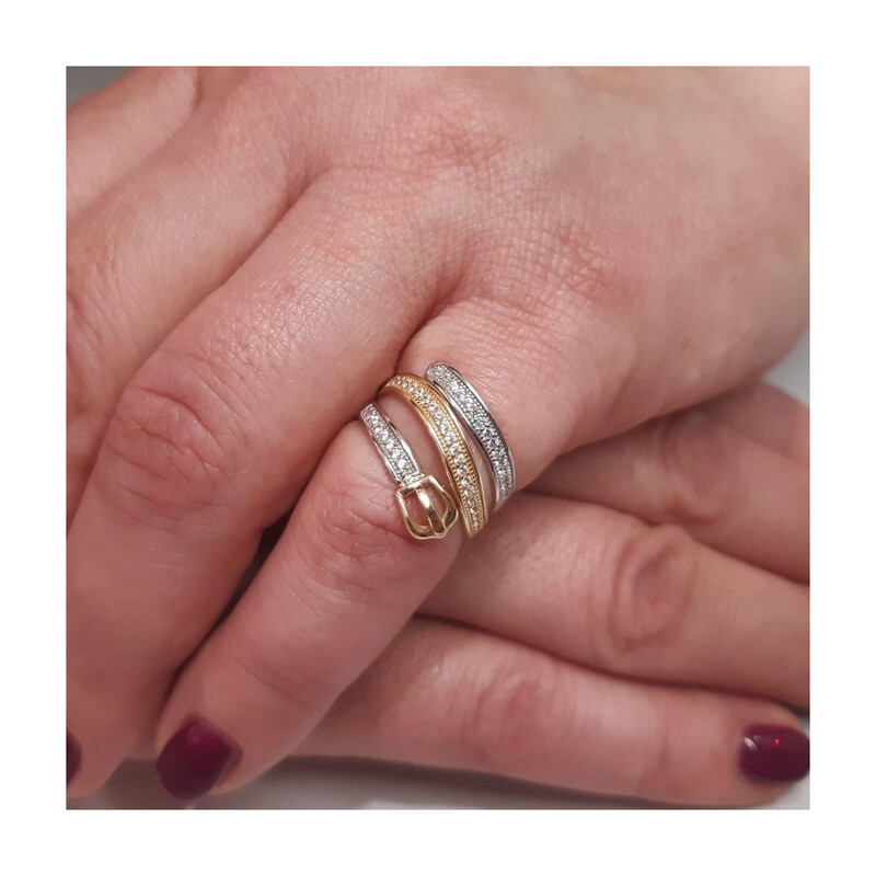 Pierścionek złoty przeplatany z cyrkoniami nr S3 SCY121 próba 585