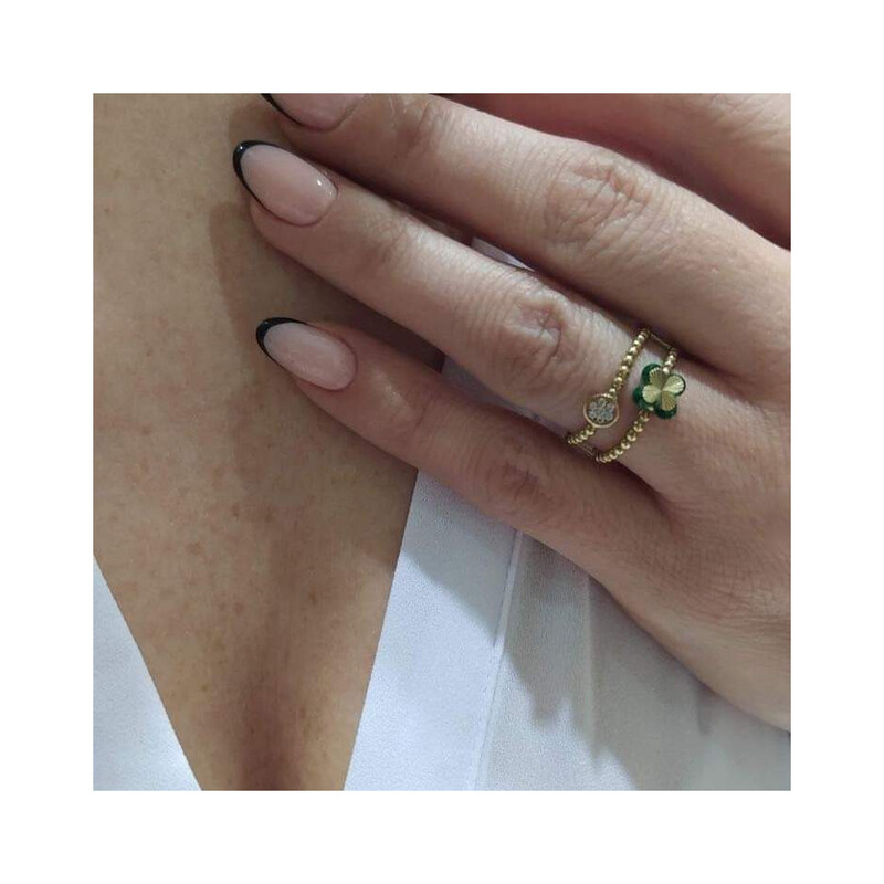 Pierścionek złoty koniczyna z cyrkoniami+bead S3 AK-YZ-105 próba 333