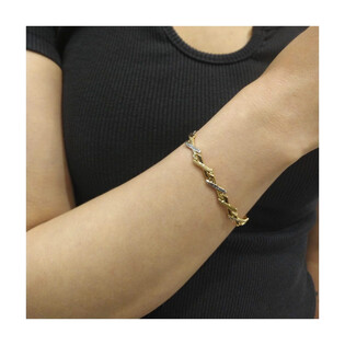 Bransoleta złota stampato litera X w dwóch kolorach GS P-YB-X0B194014-1 próba 585