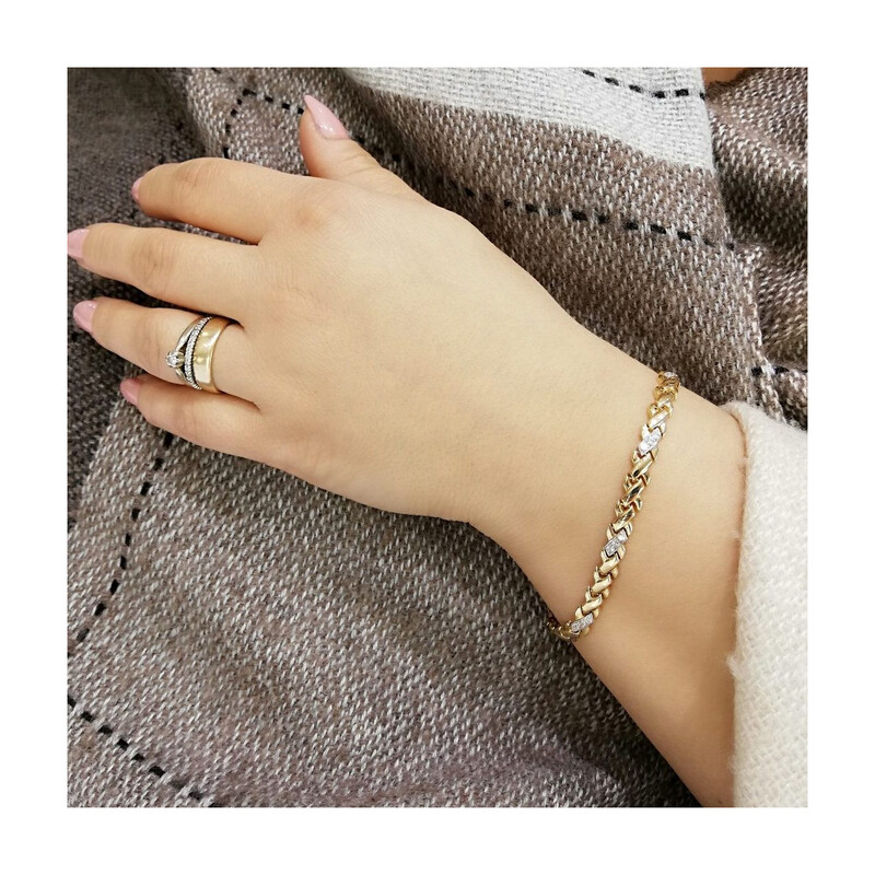 Bransoleta złota Stampato z cyrkoniami nr OS 193-Z008 Au 585