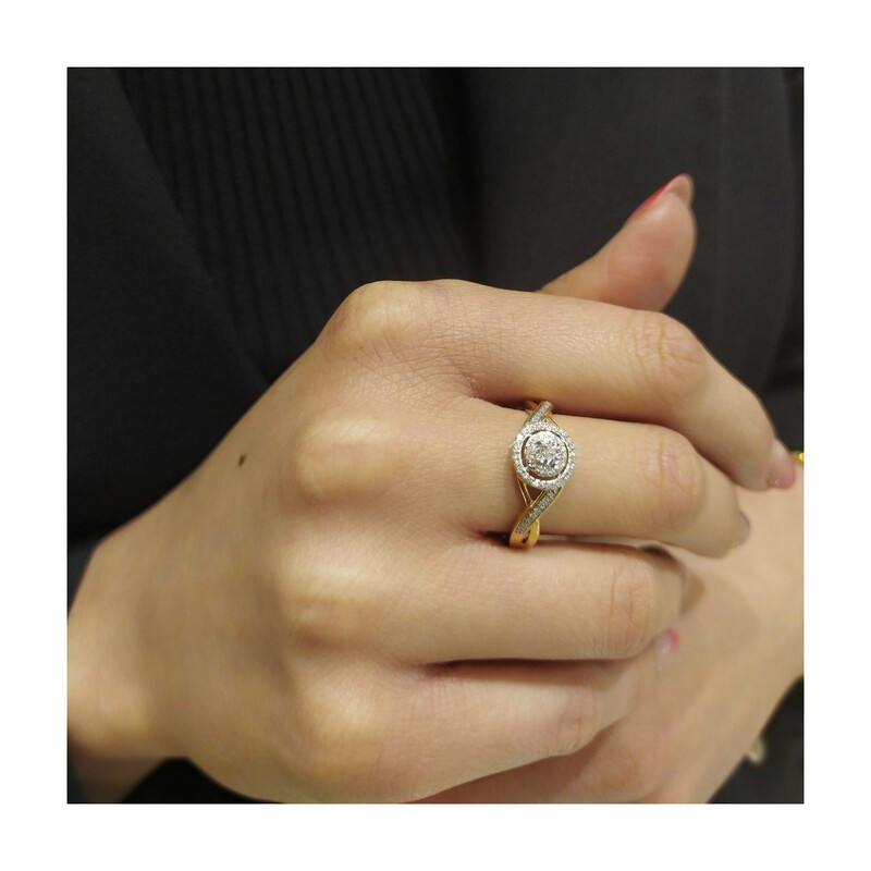 Pierścionek zaręczynowy z diamentami MIRAGE nr NF JRI-971 próba 585