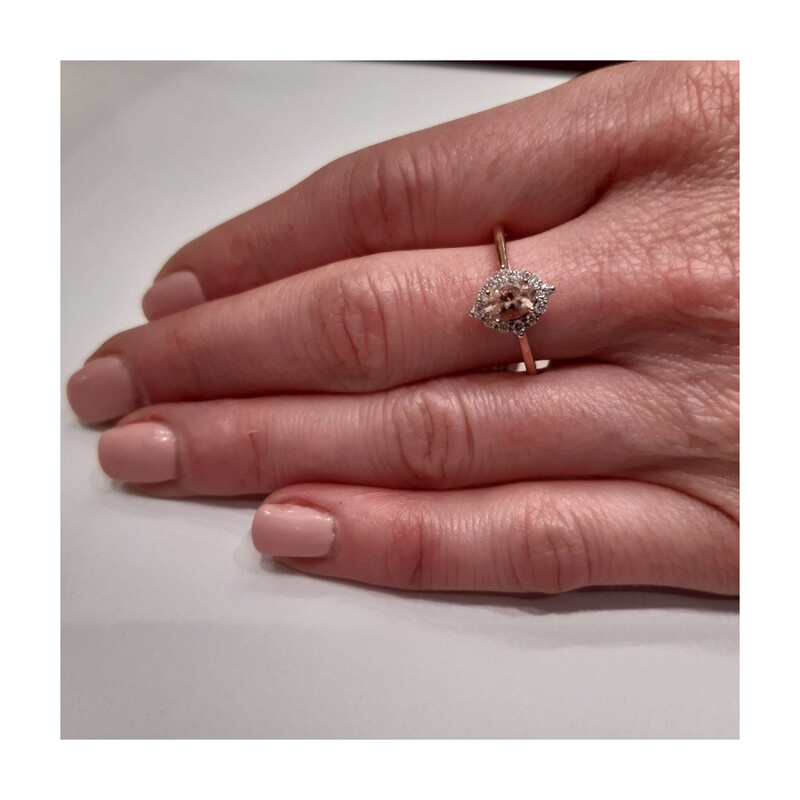 Pierścionek zaręczynowy z diamentem i morganiem nr NF JRI-986-MO łezka Markiza próba 375