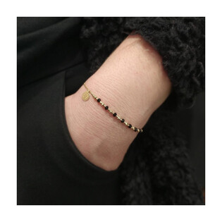 Bransoleta ażurowa rozeta+onyksowe i grawerowane kulki AR FOR6B0418-II-DC-BO próba 585