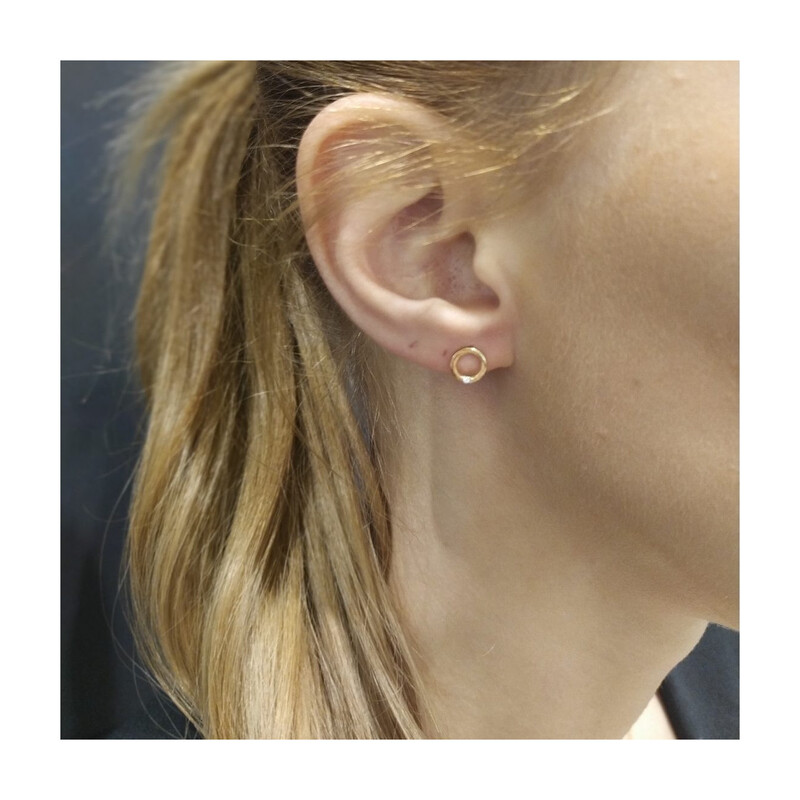 Kolczyki złote kółko ramka z diamentem BE CK-28 próba 585