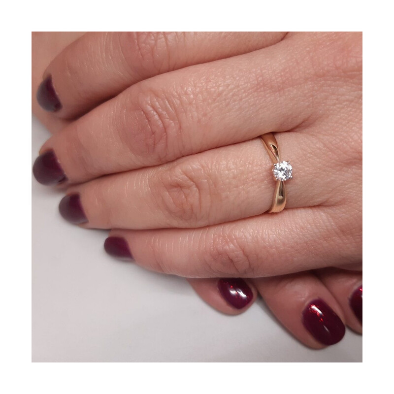 Pierścionek złoty AMOR z cyrkonią i sercem w szynie PX 1182 próba 375