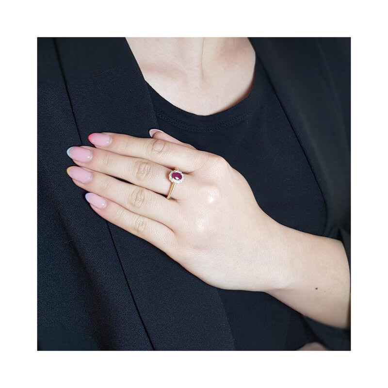 Pierścionek rubin 0,94ct+bryl.0,08ct KU 3415 RB Markiza obr.sznur próba 585