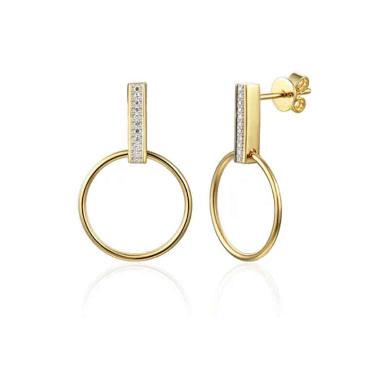 Kolczyki złote LINE kółko z pałką z diamentami/sztyft  AW 74869-07908 YW próba 585