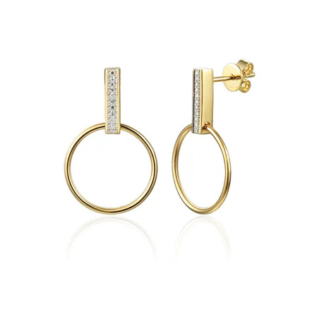 Kolczyki złote LINE kółko z pałką z diamentami/sztyft  AW 74869-07908 YW próba 585