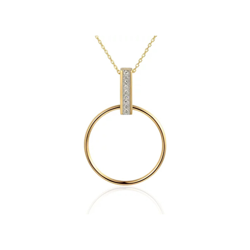 Kolczyki złote LINE kółko z prostokątem z diamentami/sztyft AW 74869-07908 YW próba 585