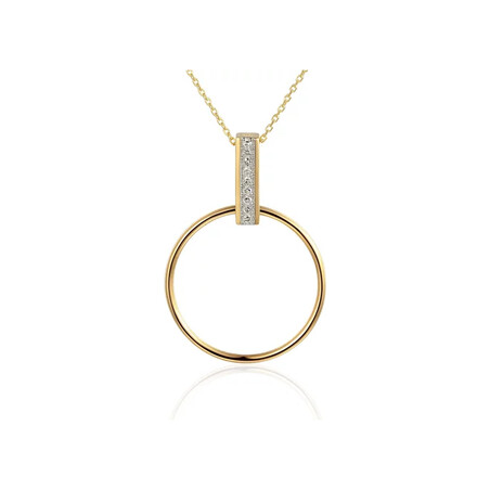 Naszyjnik złoty LINE kółko z prostokątem z diamentami/rolo AW 74869-07908 YW próba 585