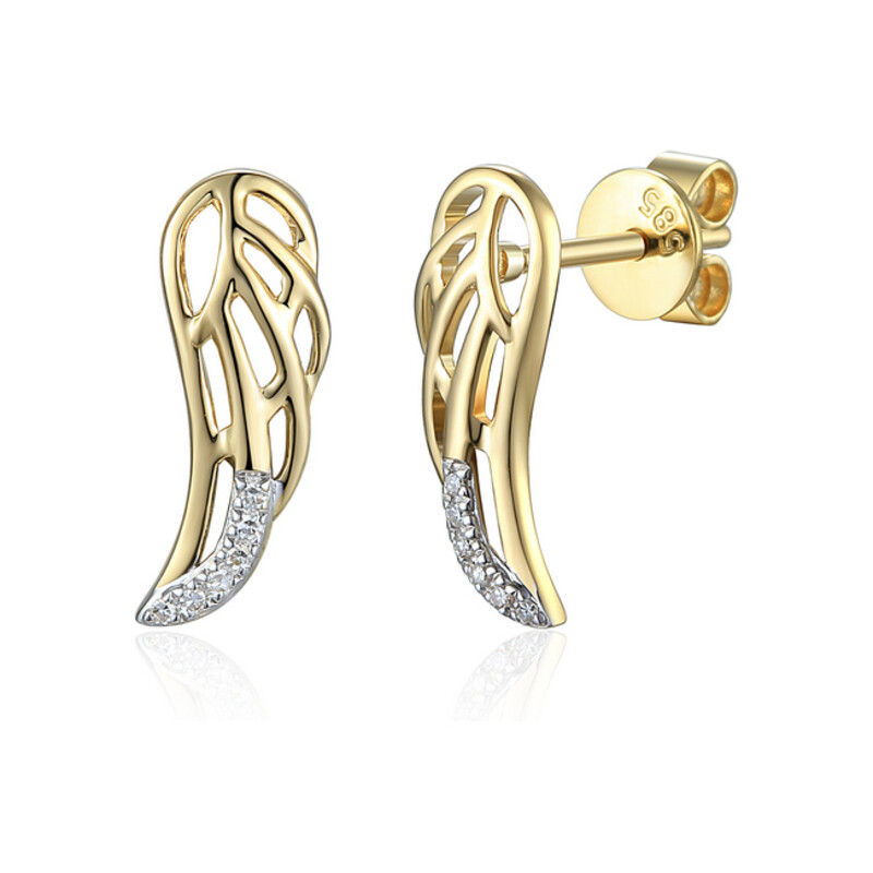 Kolczyki złote skrzydło z diamentami/sztyft AW 79528-08856 YW skrzydło próba 585