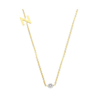 Naszyjnik złoty literka N i diament DI 5-N-06 próba 585