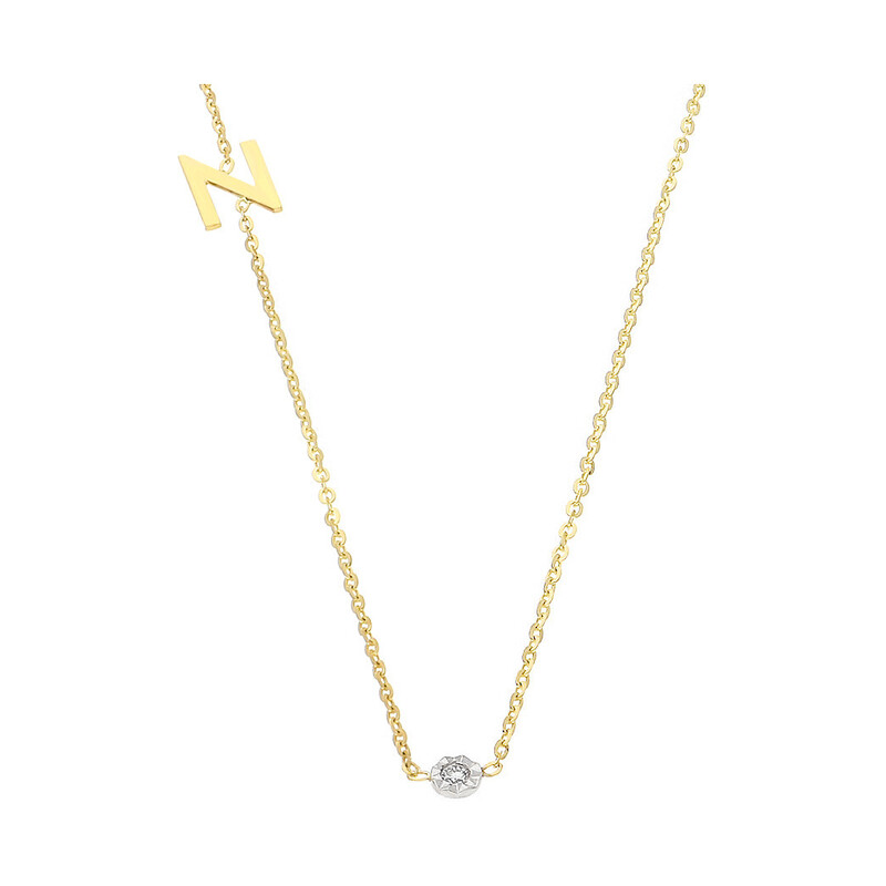 Naszyjnik złoty literka N i diament DI 5-N-06 próba 585
