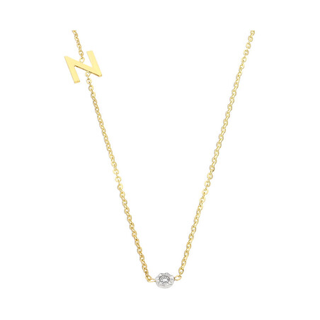 Naszyjnik złoty literka N i diament DI 5-N-06 próba 585