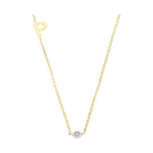 Naszyjnik złoty literka P i diament DI 5-P-06 próba 585