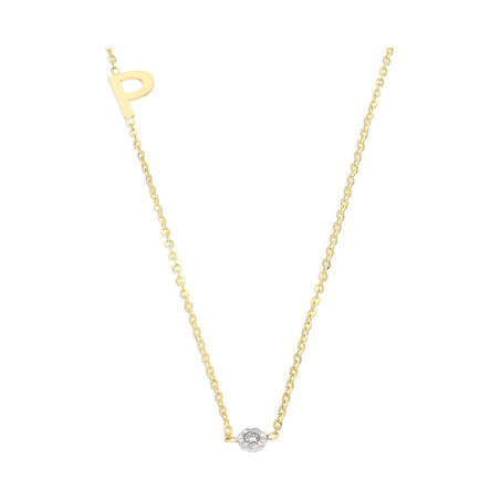 Naszyjnik złoty literka P i diament DI 5-P-06 próba 585