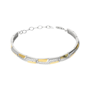 Bransoleta prostokąty z cyrkoniami i złotymi blaszkami