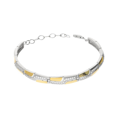 Bransoleta prostokąty z cyrkoniami i złotymi blaszkami 4ł PX 165_AU375 blaszka gold