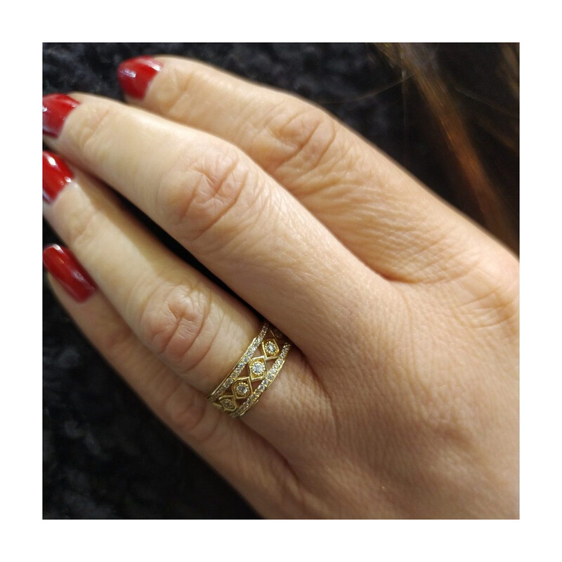 Pierścionek obrączkowy z cyrkoniami S3 ALY-065 próba 375