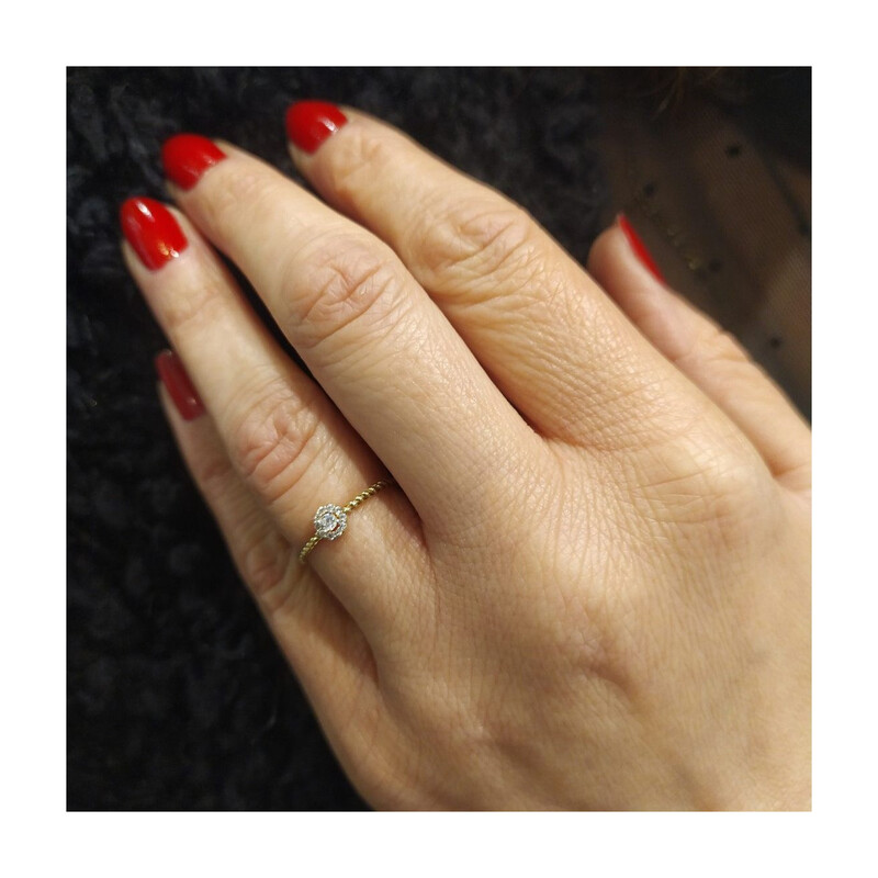 Pierścionek złoty kwiatek z cyrkoniami nr AR X7-X8ZR200377-YW próba 375