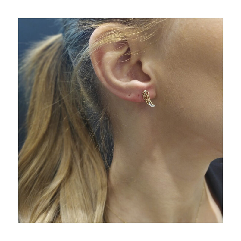 Kolczyki złote skrzydło z diamentami/sztyft AW 79528-08856 YW skrzydło próba 585