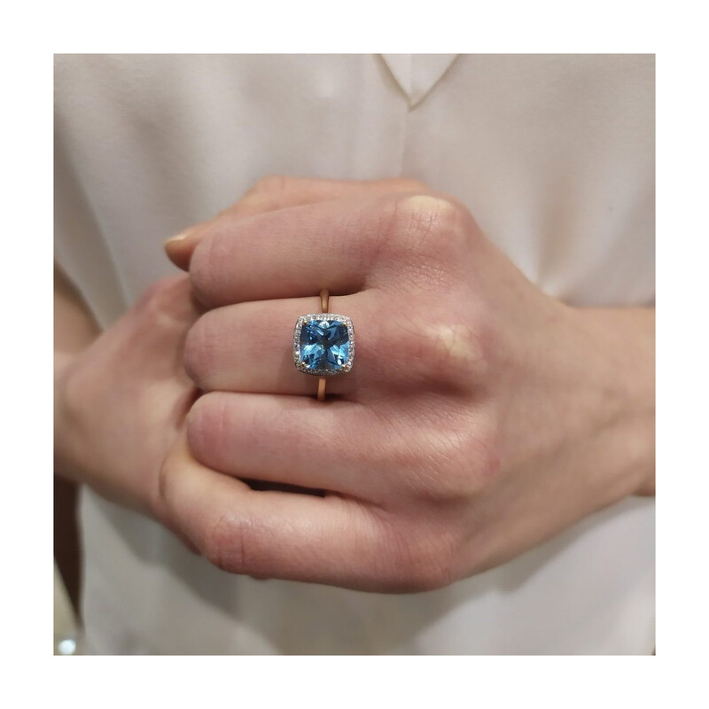 Pierścionek zaręczynowy z topazem AW 62906 Y-TO CUSHION próba 585