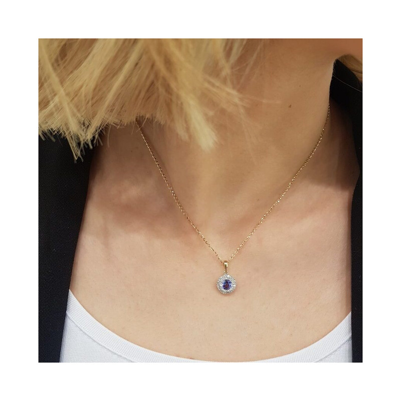 Zawieszka złota z diamentami i tanzanitem nr AW 57736 YW-TA okr.Markiza 2r