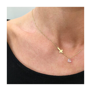 Naszyjnik serce blask z fasetowaną cyrkonią/anker LP 47K40-FON0151-Y próba 375