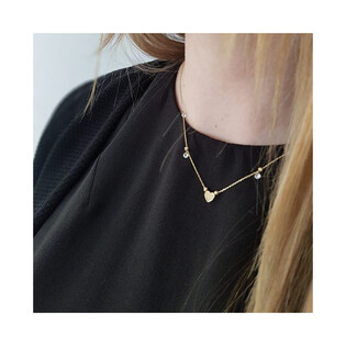 Naszyjnik złoty serce blask z cyrkoniami i fasetowanymi kulkami LP 47K40-FON0223-Y próba 585