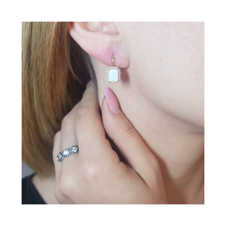 Kolczyki opal biały prostokąt+cyr./big.za OS 96-3133 OPL-BO próba 585