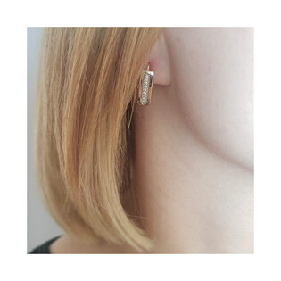 Kolczyki złote prostokąt z rzędem cyrkonii w gładkiej oprawie/big.zam. OS 96-M022-BO próba 585