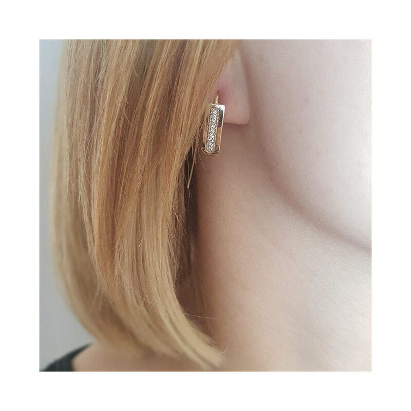 Kolczyki prostokąt cyr 1r gladka oprawa/b OS 96-M022-BO próba 585